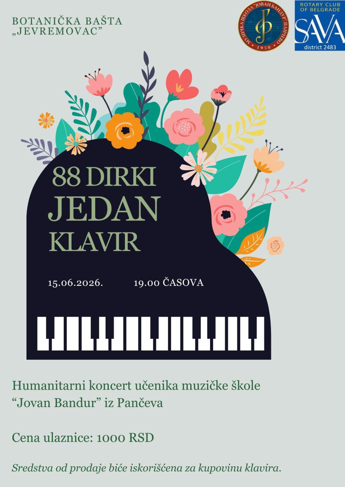 Podrška akciji RC Beograd Sava za klavir Muzičkoj školi „Jovan Bandur“